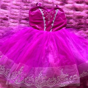 Weissman Fuchsia Dance Dress with Silver Accents